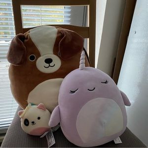 BNWT Squishmallows Lot of 3! HTF Bernie St Bernard, Charlie Clip, Naomi Narwal